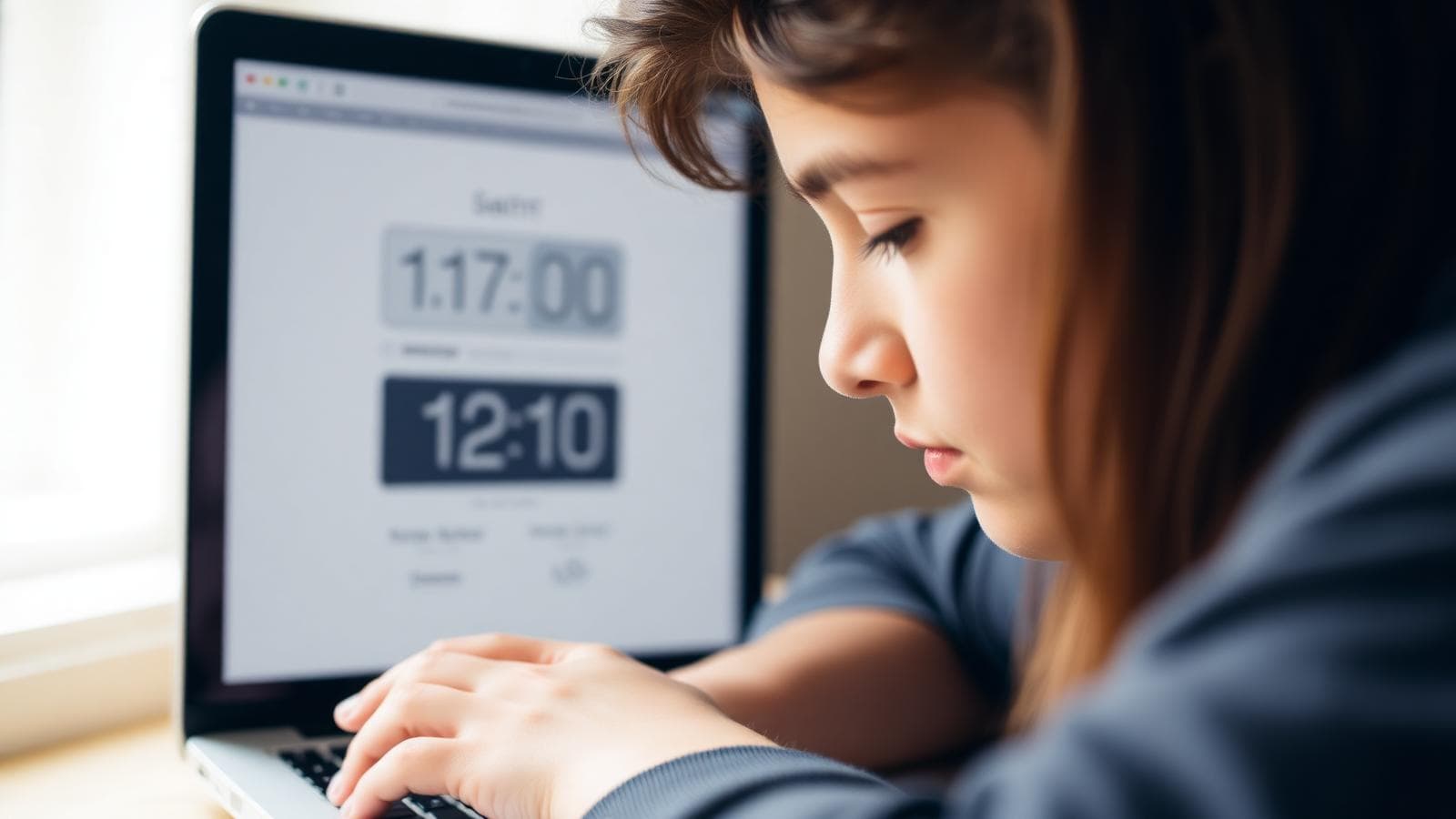 Student taking a timed practice exam